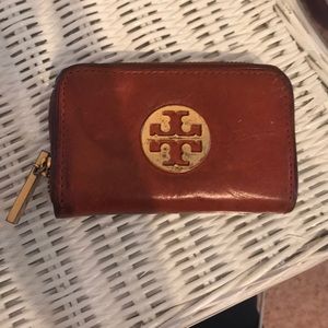 Tory Burch tan leather mini wallet